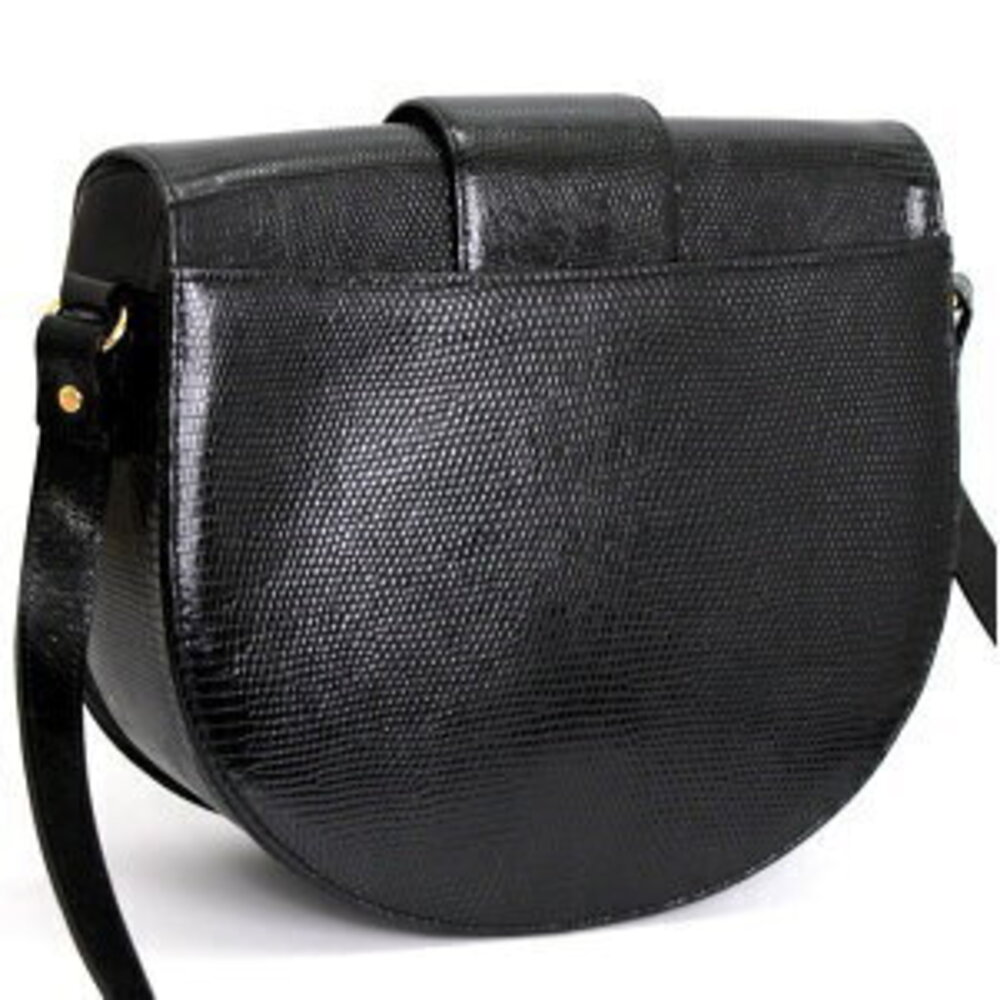 SAINT LAURENT Yves Shoulder Bag Black Lizard Embossed - Picture 2 of 6